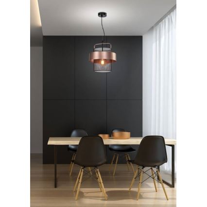 Chandelier on a string FIBA 1xE27/60W/230V Rose gold/black