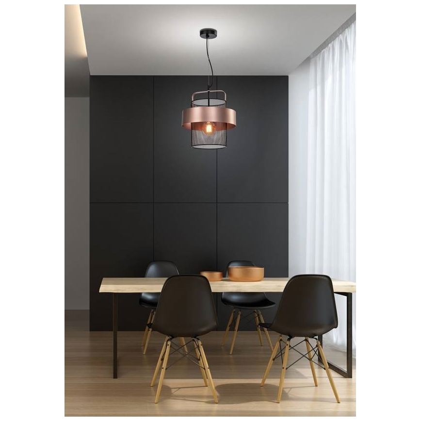 Chandelier on a string FIBA 1xE27/60W/230V Rose gold/black