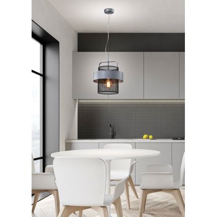 Chandelier on a string FIBA 1xE27/60W/230V silver/black