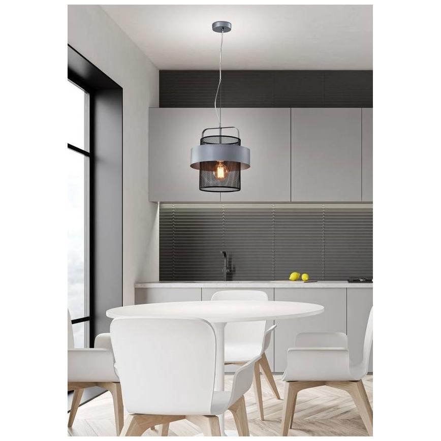 Chandelier on a string FIBA 1xE27/60W/230V silver/black