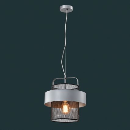 Chandelier on a string FIBA 1xE27/60W/230V silver/black