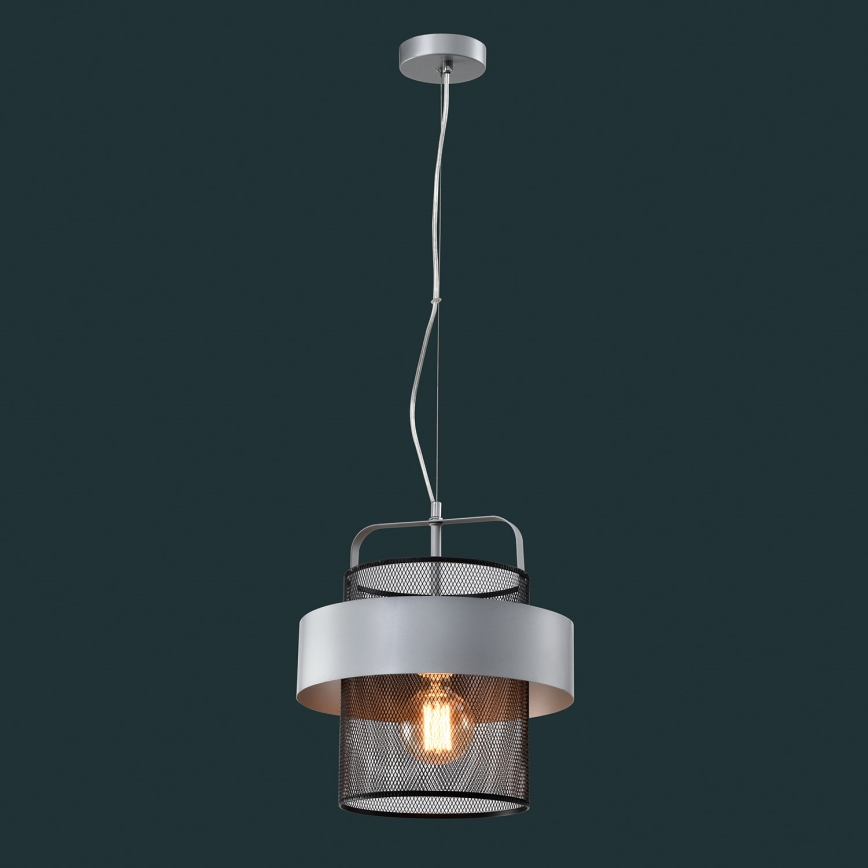 Chandelier on a string FIBA 1xE27/60W/230V silver/black