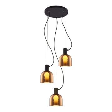 Chandelier on a string FIRE 3xE27/9W/230V brown/black
