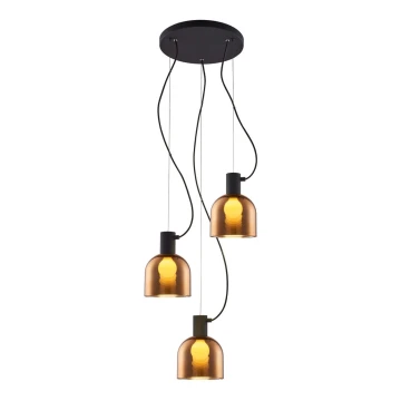 Chandelier on a string FIRE 3xE27/9W/230V brown/black