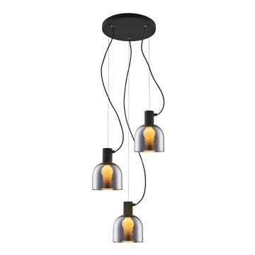 Chandelier on a string FIRE 3xE27/9W/230V grey/black