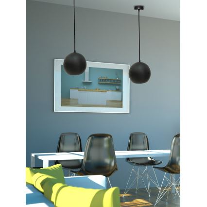 Chandelier on a string FLEN 1xE27/40W/230V d. 20 cm black