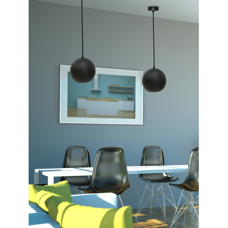 Chandelier on a string FLEN 1xE27/40W/230V d. 20 cm black