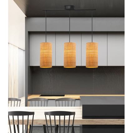 Chandelier on a string FLERI 3xE27/60W/230V rattan