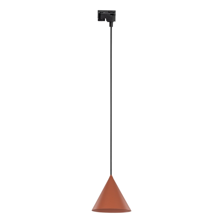 Chandelier on a string for 1-phase rail system CONO 1xE27/15W/230V black/brick