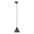 Chandelier on a string for 1-phase rail system CONO 1xE27/15W/230V black/brown