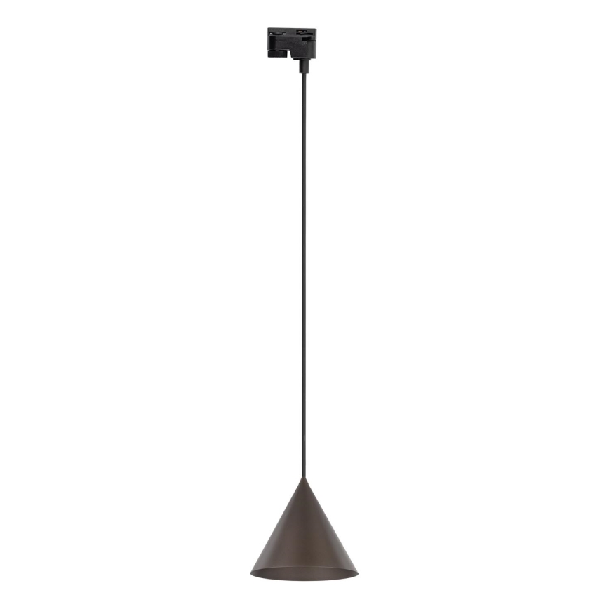 Chandelier on a string for 1-phase rail system CONO 1xE27/15W/230V black/brown