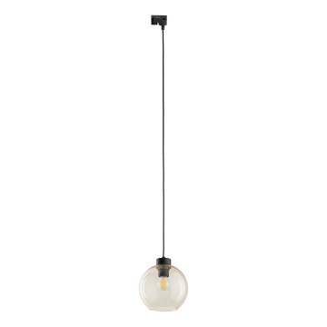 Chandelier on a string for 1-phase rail system CUBUS 1xE27/15W/230V black/smoky beige