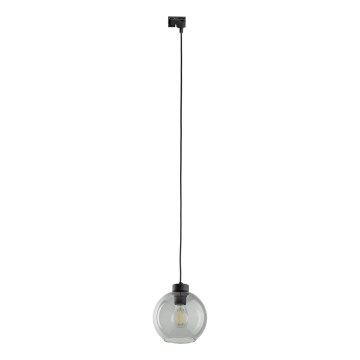 Chandelier on a string for 1-phase rail system CUBUS 1xE27/15W/230V black/smoky black