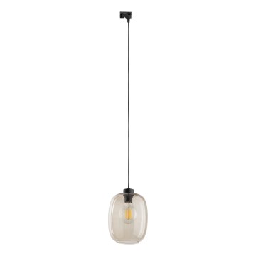 Chandelier on a string for 1-phase rail system ELIO 1xE27/15W/230V black/smoky beige