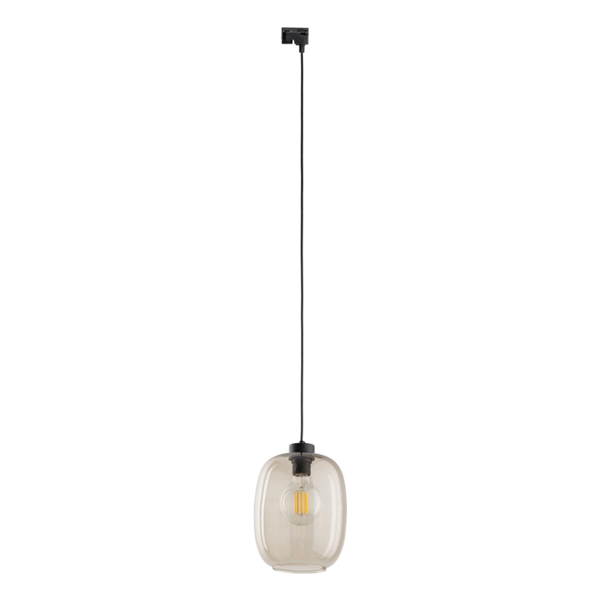 Chandelier on a string for 1-phase rail system ELIO 1xE27/15W/230V black/smoky beige