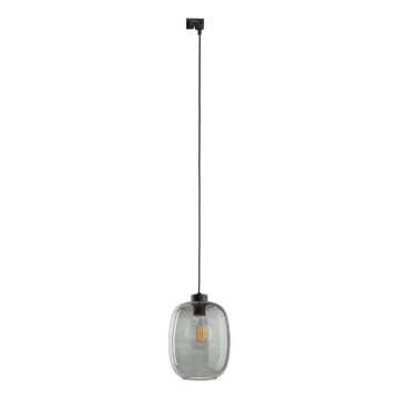 Chandelier on a string for 1-phase rail system ELIO 1xE27/15W/230V black/smoky black
