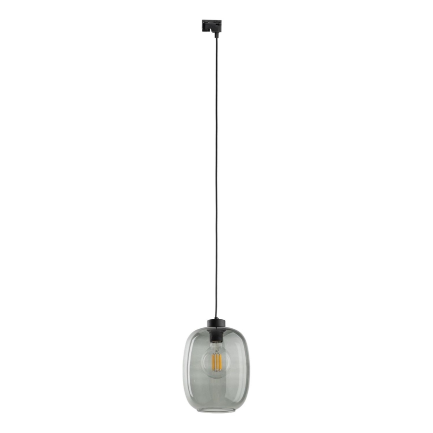 Chandelier on a string for 1-phase rail system ELIO 1xE27/15W/230V black/smoky black