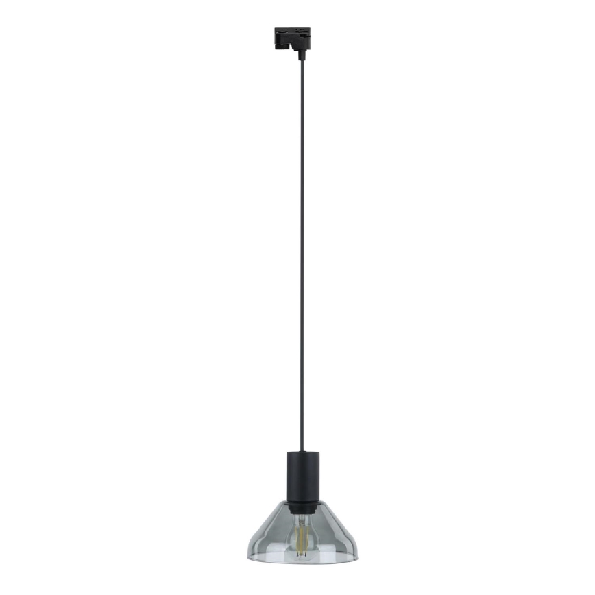 Chandelier on a string for 1-phase rail system NEO 1xE27/15W/230V black/smoky black