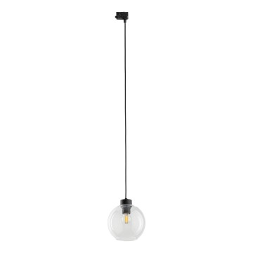 Chandelier on a string for 3-phase rail system CUBUS 1xE27/15W/230V black/clear