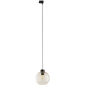 Chandelier on a string for 3-phase rail system CUBUS 1xE27/15W/230V black/smoky beige