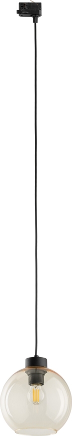 Chandelier on a string for 3-phase rail system CUBUS 1xE27/15W/230V black/smoky beige