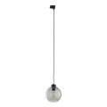 Chandelier on a string for 3-phase rail system CUBUS 1xE27/15W/230V black/smoky black