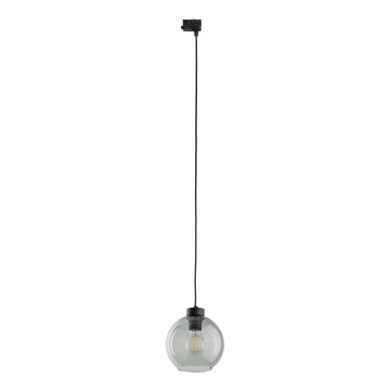 Chandelier on a string for 3-phase rail system CUBUS 1xE27/15W/230V black/smoky black