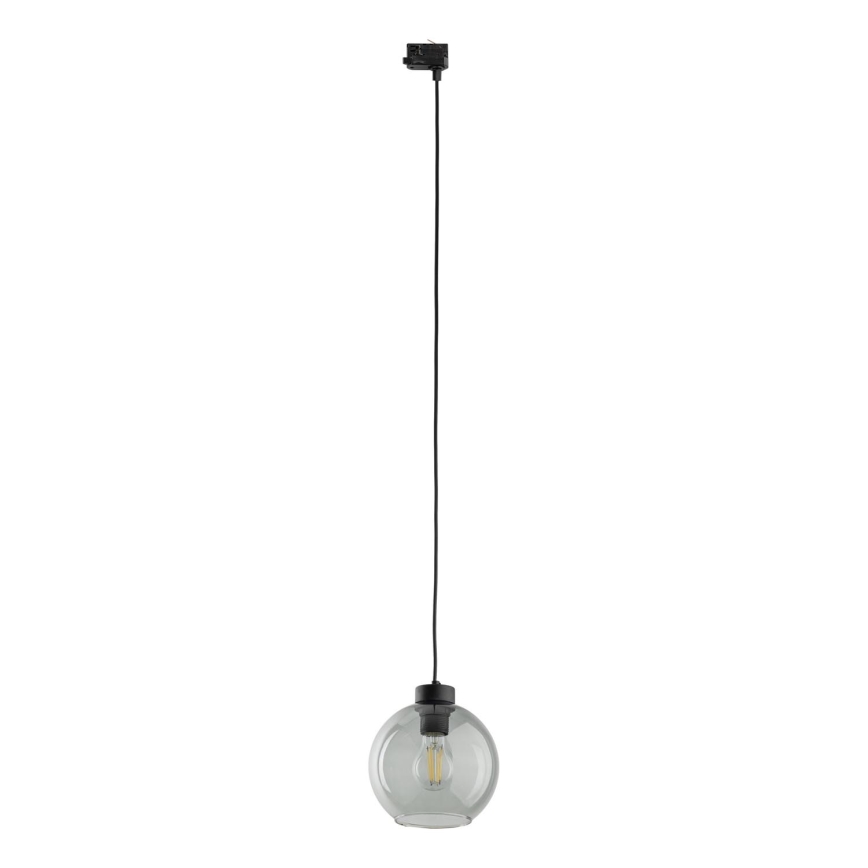Chandelier on a string for 3-phase rail system CUBUS 1xE27/15W/230V black/smoky black