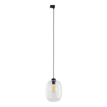 Chandelier on a string for 3-phase rail system ELIO 1xE27/15W/230V black/clear