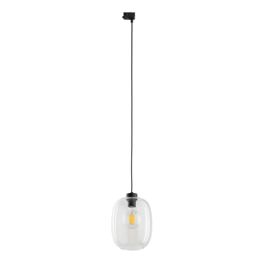 Chandelier on a string for 3-phase rail system ELIO 1xE27/15W/230V black/clear