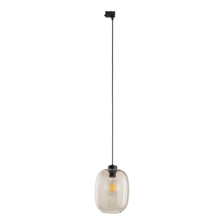 Chandelier on a string for 3-phase rail system ELIO 1xE27/15W/230V black/smoky beige