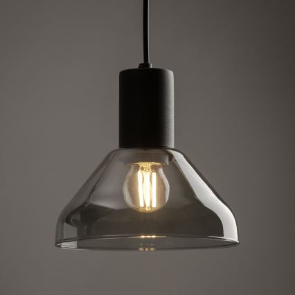 Chandelier on a string for 3-phase rail system NEO 1xE27/15W/230V black/smoky black