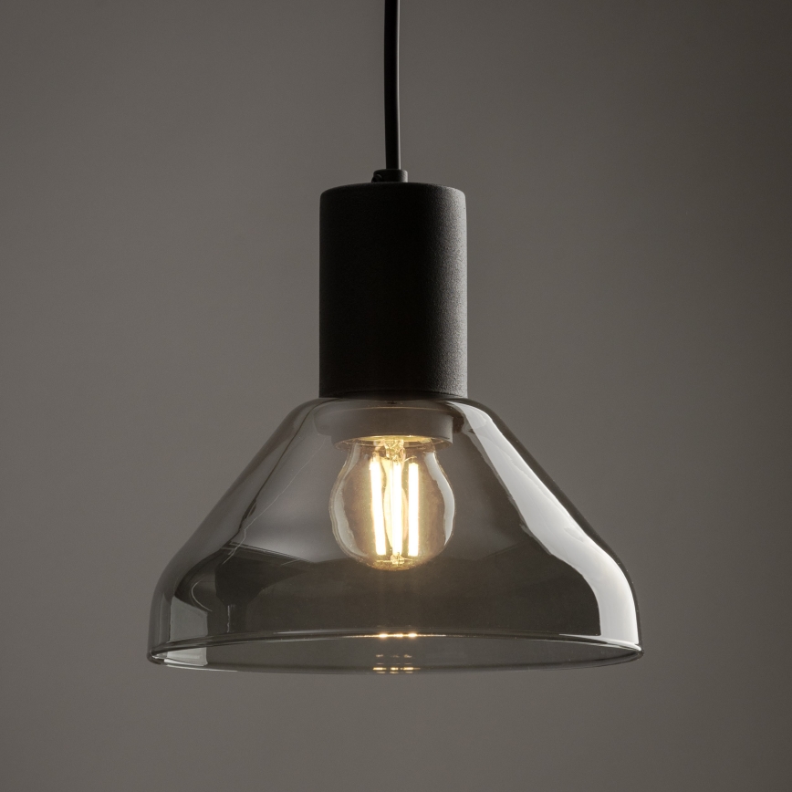 Chandelier on a string for 3-phase rail system NEO 1xE27/15W/230V black/smoky black