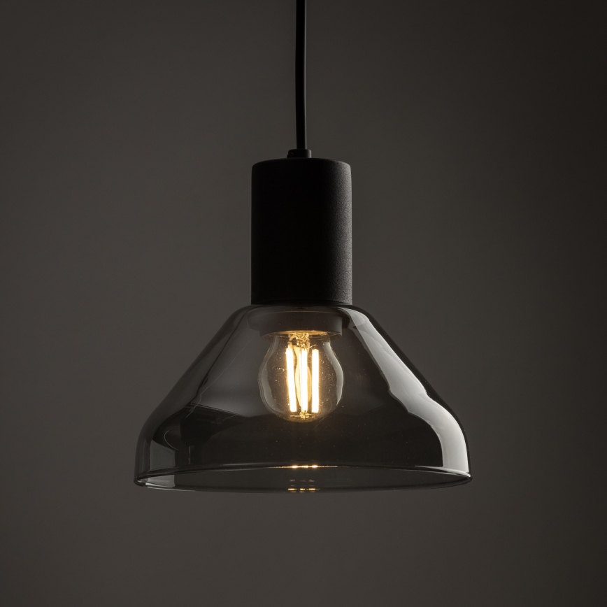 Chandelier on a string for 3-phase rail system NEO 1xE27/15W/230V black/smoky black