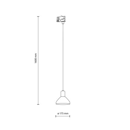 Chandelier on a string for 3-phase rail system NEO 1xE27/15W/230V black/smoky black