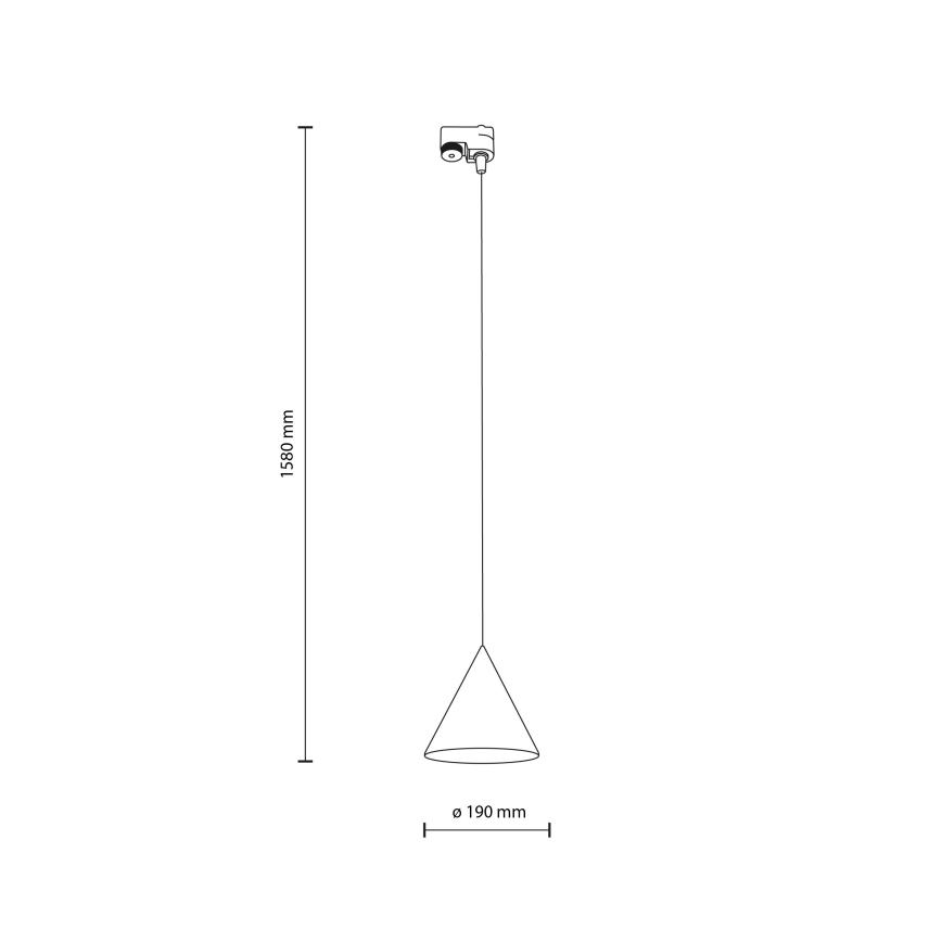 Chandelier on a string for 1-phase rail system CONO 1xE27/15W/230V black/brown