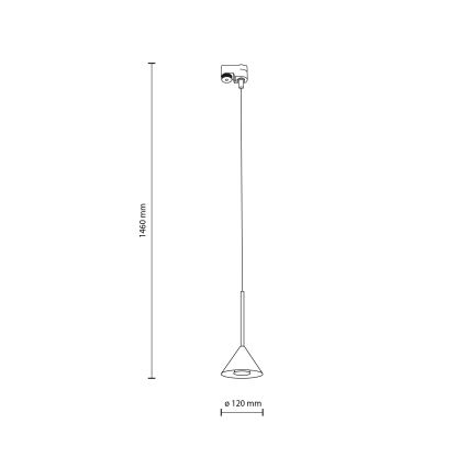 Chandelier on a string for 1-phase rail system CONO MINI 1xGU10/10W/230V black