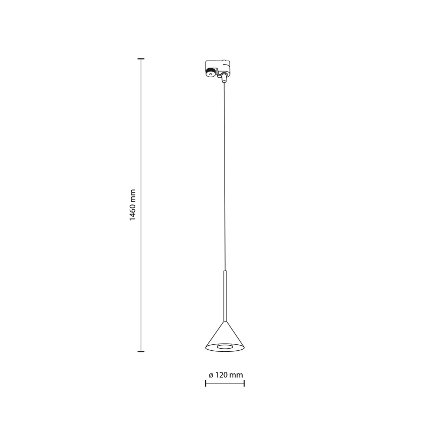 Chandelier on a string for 1-phase rail system CONO MINI 1xGU10/10W/230V black