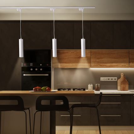 Chandelier on a string for rail system MARIBEL 3xGU10/10W/230V + 1 m rail system white