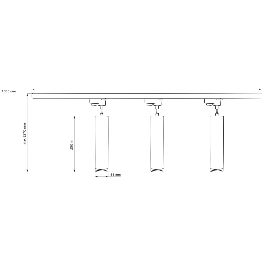 Chandelier on a string for rail system MARIBEL 3xGU10/10W/230V + 1 m rail system white