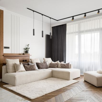 Chandelier on a string for rail system MARIBEL 3xGU10/10W/230V + 1 m rail system black