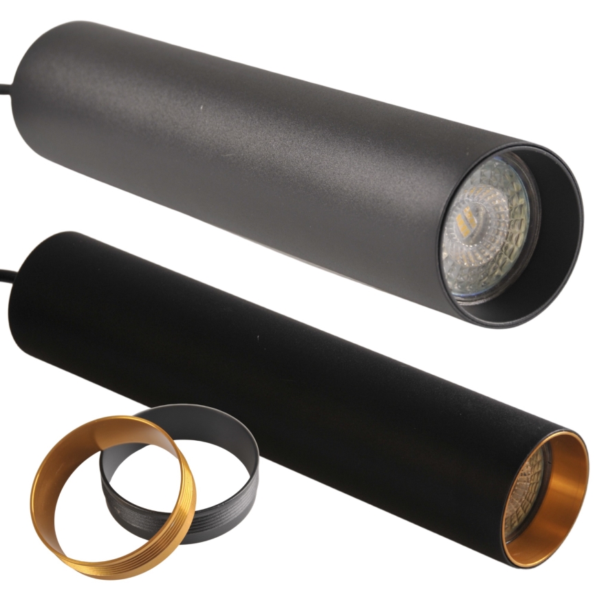 Chandelier on a string for rail system MARIBEL 3xGU10/10W/230V + 1 m rail system black