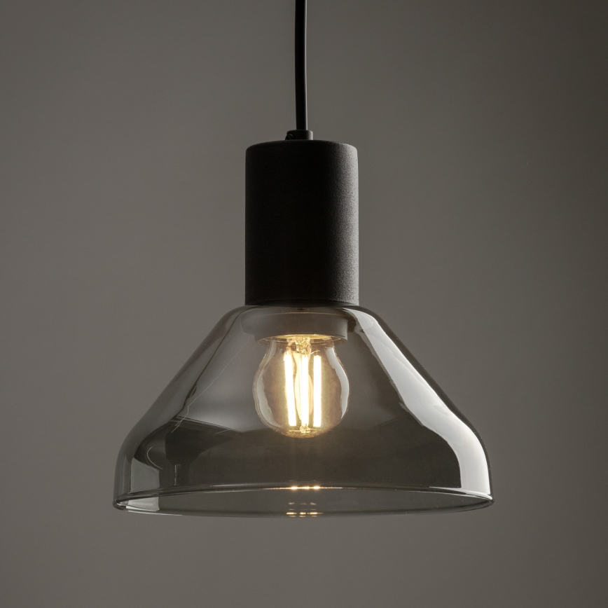 Chandelier on a string for 1-phase rail system NEO 1xE27/15W/230V black/smoky black