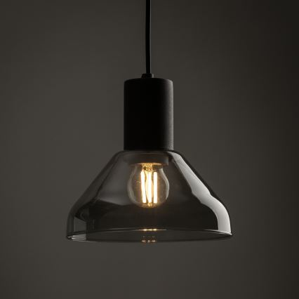 Chandelier on a string for 1-phase rail system NEO 1xE27/15W/230V black/smoky black
