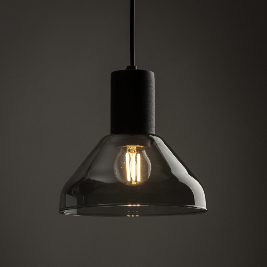 Chandelier on a string for 1-phase rail system NEO 1xE27/15W/230V black/smoky black