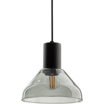 Chandelier on a string for 1-phase rail system NEO 1xE27/15W/230V black/smoky black