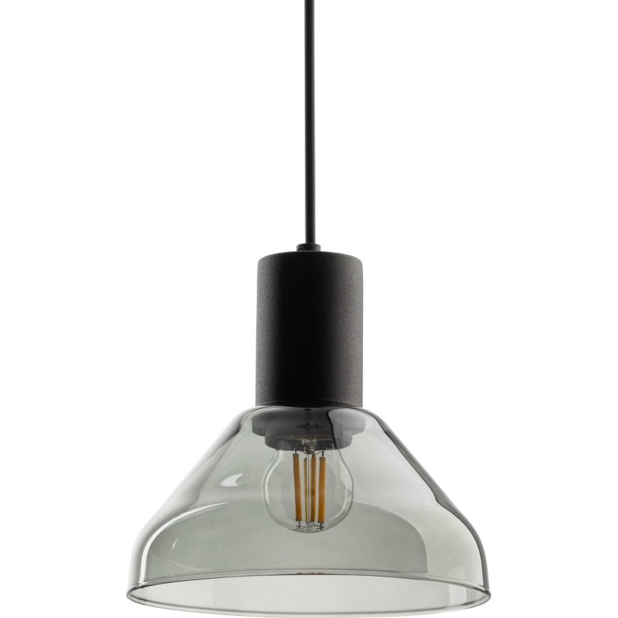 Chandelier on a string for 1-phase rail system NEO 1xE27/15W/230V black/smoky black