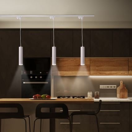 Chandelier on a string for rail system PARIS 3xGU10/10W/230V + 1 m rail system white