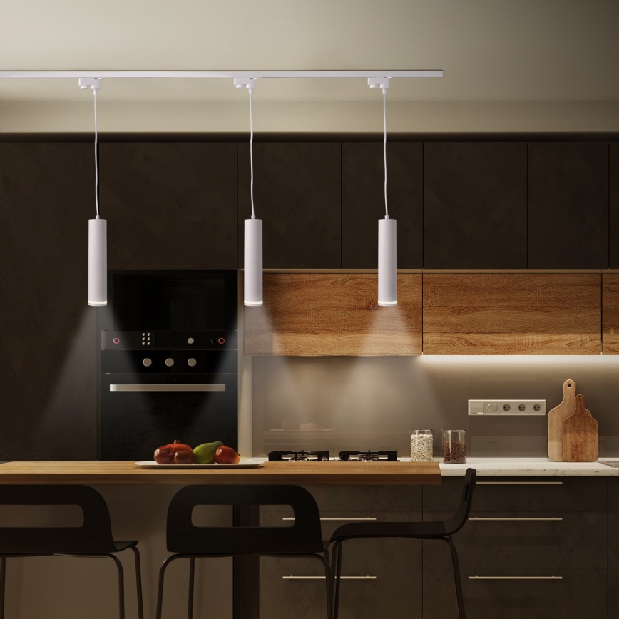 Chandelier on a string for rail system PARIS 3xGU10/10W/230V + 1 m rail system white