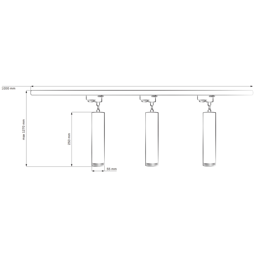 Chandelier on a string for rail system PARIS 3xGU10/10W/230V + 1 m rail system white